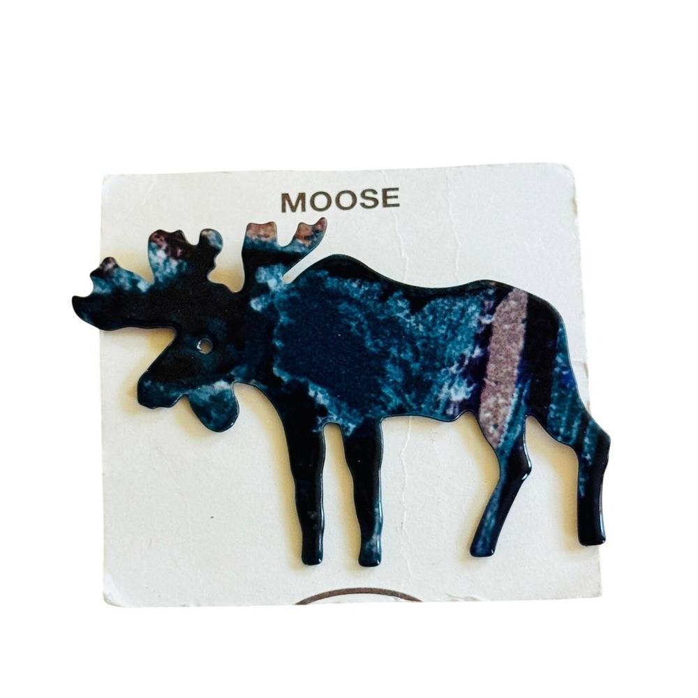Lazart Moose Brooch Pin VTG Enamel Retro Flashy Artisan large‎ Wild Forest Y2K